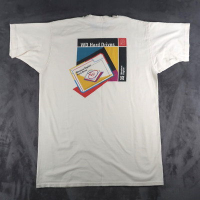 Vintage 90s Western Digital Hard Drive Personal Data Storage Tech T-Shirt XL