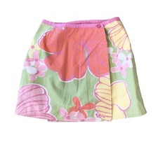 Lilly Pulitzer Girls Vintage Reversible 100 Cotton Floral Mini Skirt Size 6