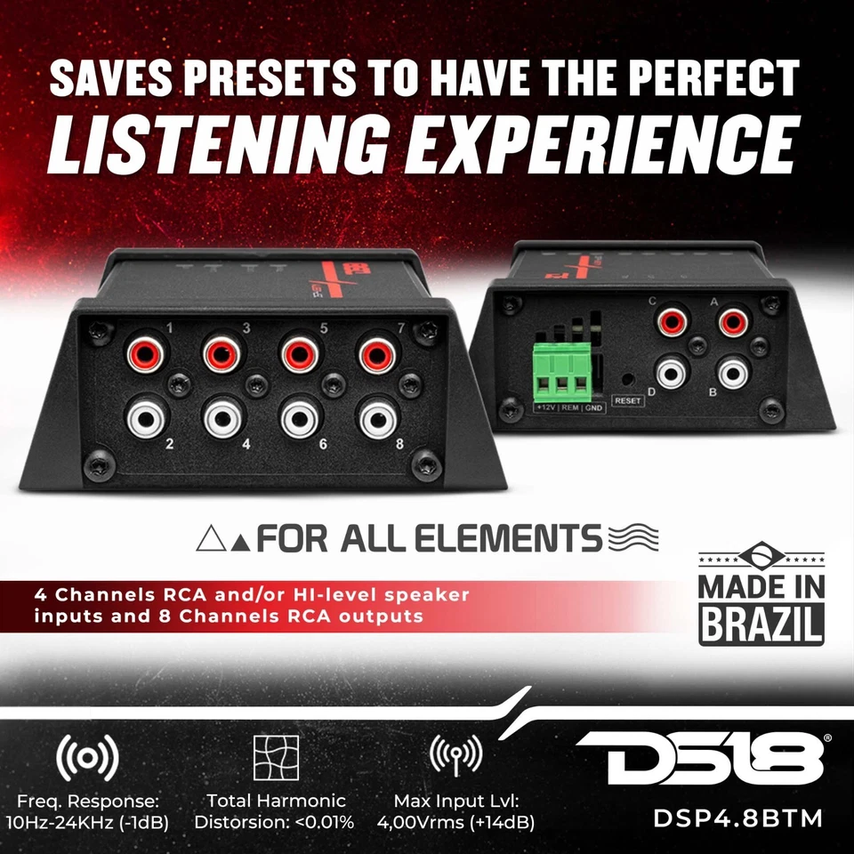 Procesador de sonido digital DS18 DSP4.8BTM de 4 canales de entrada y salida de 8 canales de audio para automóvil Foto 3 de 4