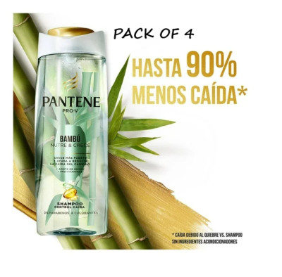 4 Pack PANTENE SHAMPOO BAMBU CONTROL CAIDA 400ml EA (PACK OF 4) MEXICAN PRODUCT