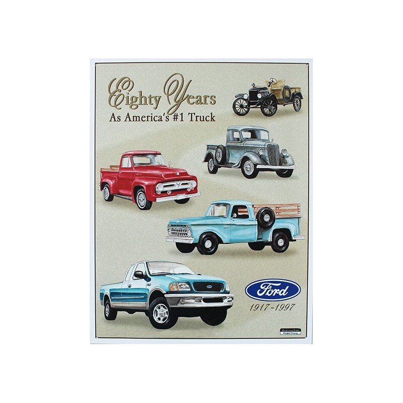 Plaque publicitaire Ford Eighty Years panneau métal plat rétro 30x40cm