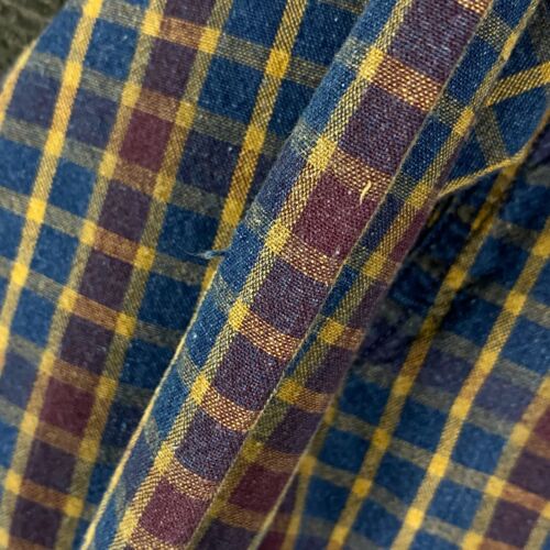Vtg Lee Mens XL Long Sleeve Button Up Shirt Blue Burgundy Plaid Twill Pocket - Picture 12 of 14