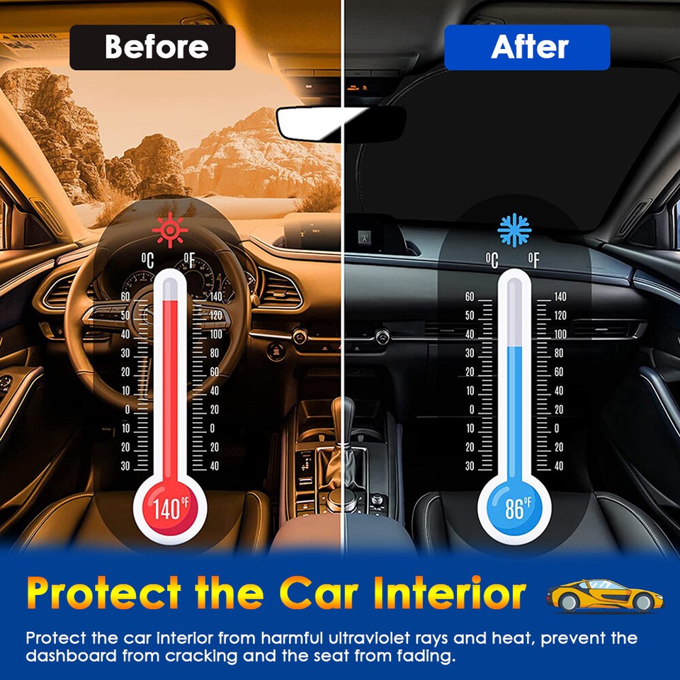 Foldable Windshield Sun Shade For Car – UV Block Front Window Cover
