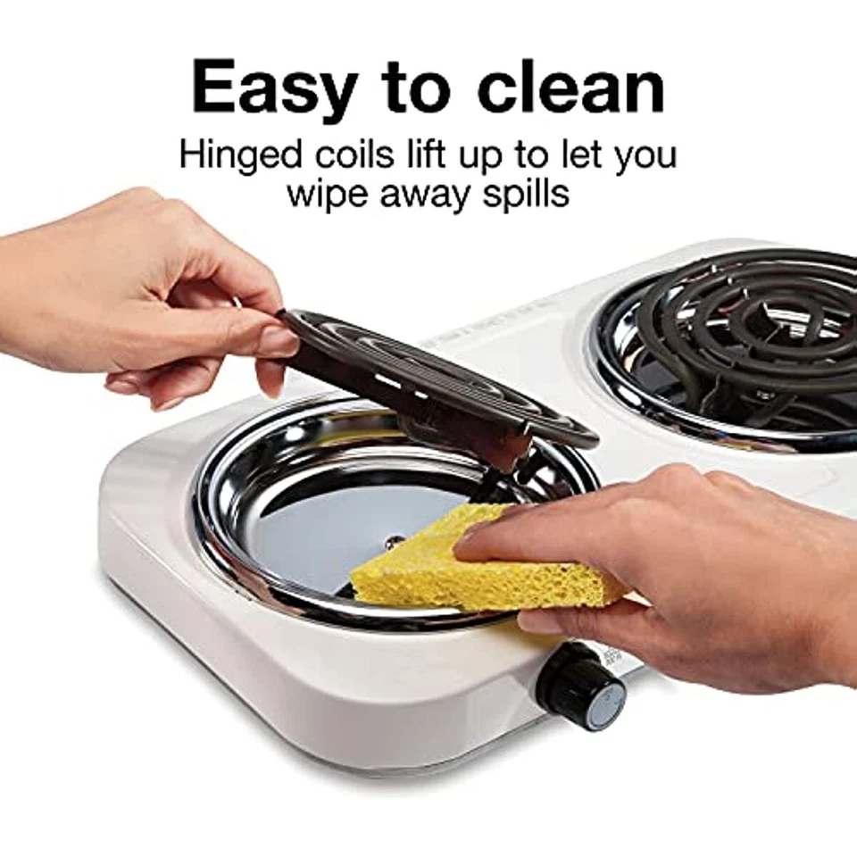 Proctor Silex Countertop Double Burner Hot Plate Cooktop Portable Electric Stove - Image 4 of 4