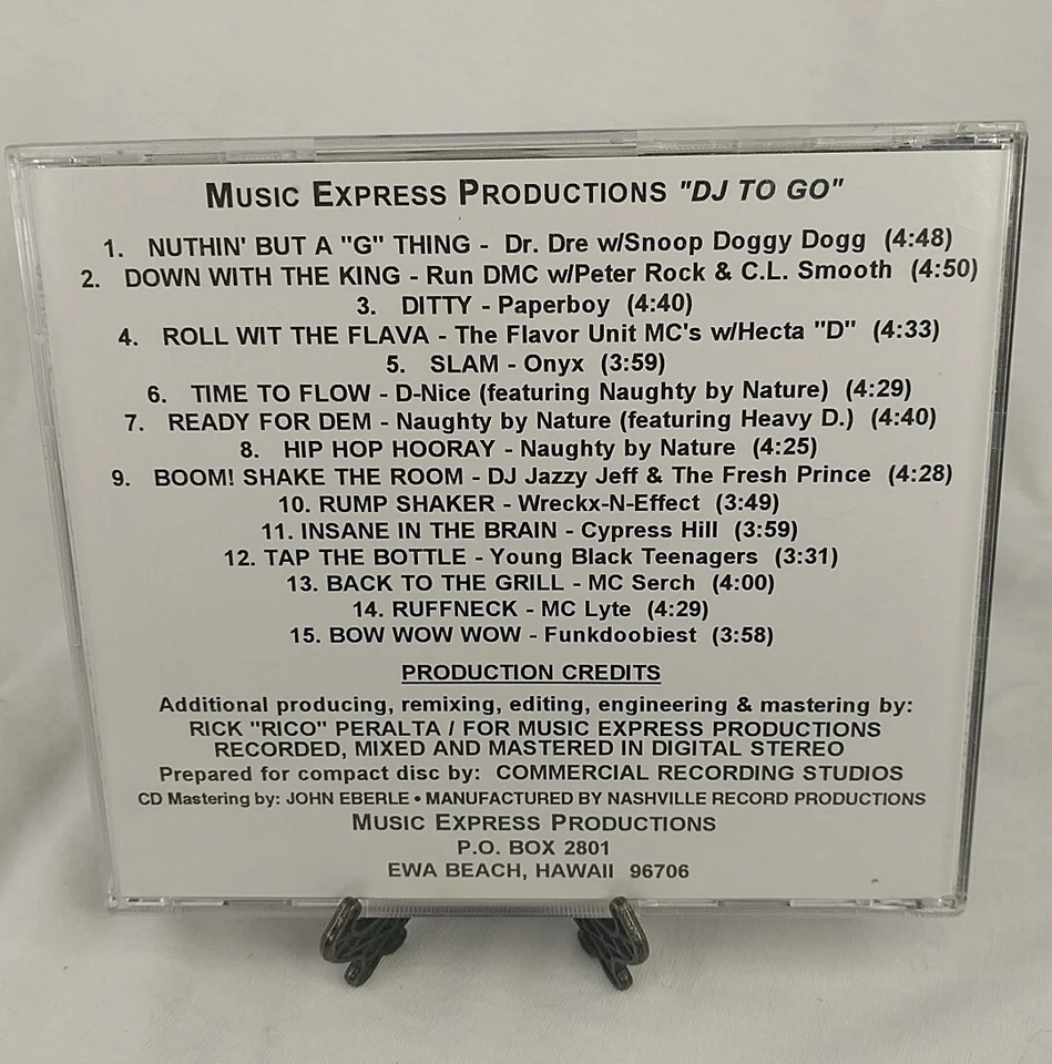 MUSIC EXPRESS PRODUCTIONS "DJ TO GO" MEDLEY #1 "HIP HOP" CD 1994 Extremely Rare! - Image 2 of 4