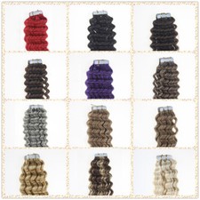 Tape in Human Hair Extensions Skin Weft Deep Curl Curly Remy Hair 20-40Pcs18inch