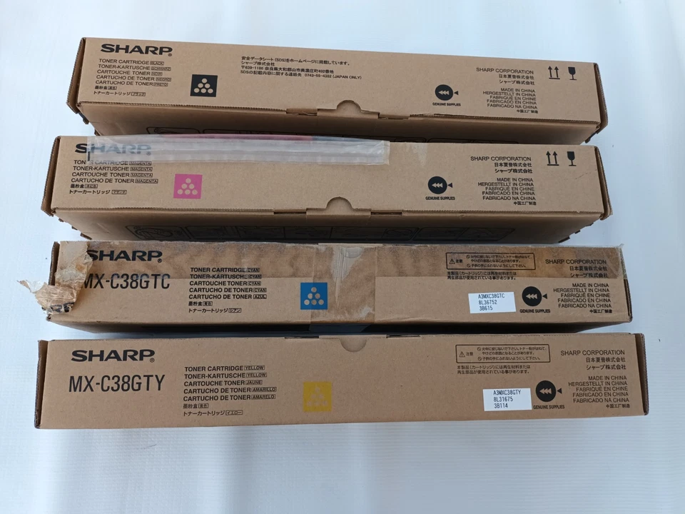 LOT original 4 toner SHARP mx-c38gt pour mx-c310 mx-c380 mx-c400 NEUF M Y C B  - Photo 4/4