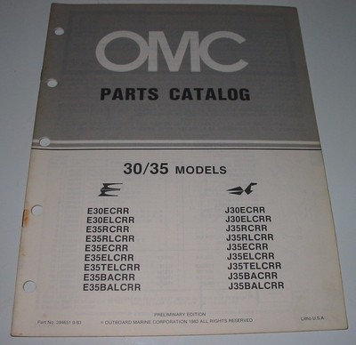 Parts Catalog OMC 30 / 35 Models Ersatzteilkatalog ET Katalog September 1983!