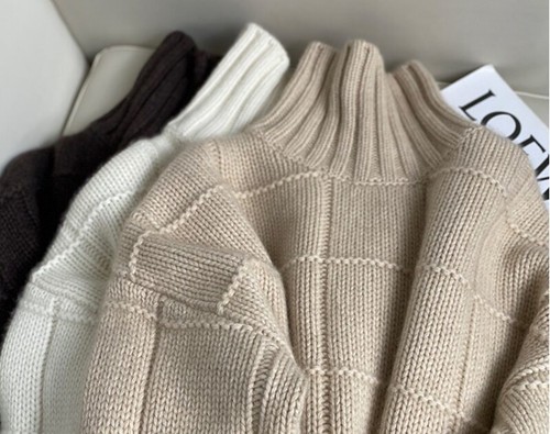 High-neck Thick Sweater Women Loose Lazy Autumn Winter New Knitted Sweater - Picture 19 of 23