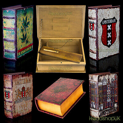 Deluxe Wooden Rolling BoxesStash Book Smokers BoxMagnetic ClosureSafe