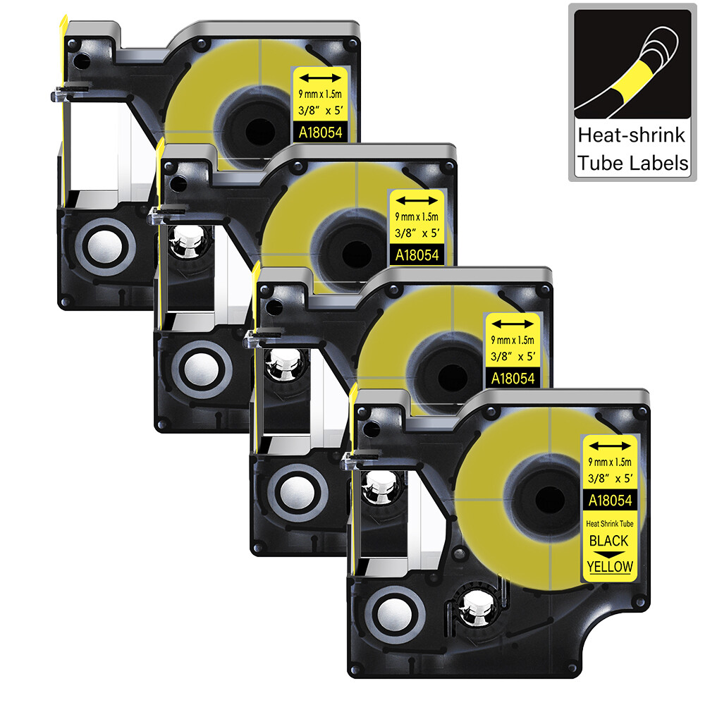4PK Heat Shrink Tubes for DYMO Rhino 3000 5200 Label Maker 0.35in Cable Tags-image