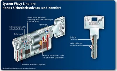 ABUS Pfaffenhain Wavy line Profilzylinder Einzelschließung Doppelzylinder