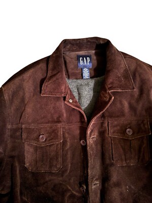 1990s Nubuck Leather Car Coat Vtg 90s Y2K GAP Split Suede Cowhide