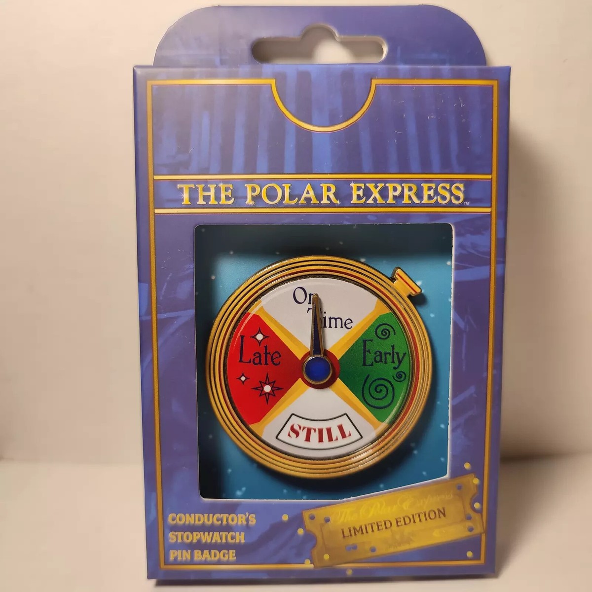 The Polar Express Conductors Stopwatch Spinning Pin Badge Official  Collectible