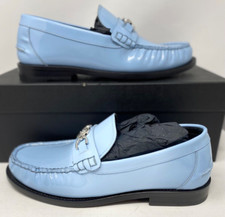 $775 Mens VERSACE Medusa 95 Logo Leather Drivers Loafers Pastel Blue 40 US 7