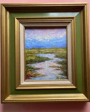 ORIGINAL OIL Painting Valley RIVER LANDSCAPE  impasto 10"x 8" by Olga Diduh.