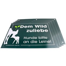 Waidgerechte Jagd Hinweisschild Hunde bitte an die Leine – 4er-Pack