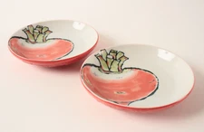 Mino ware Japan Ceramics Red Turnip Plate Set of Two made in Japan