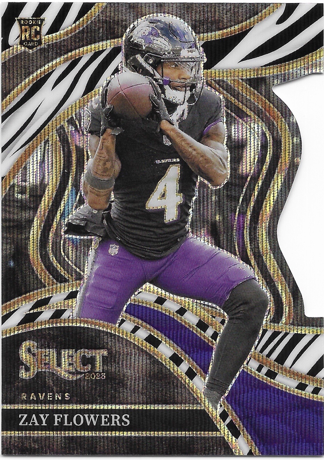 2023 Select Zay Flowers Zebra Club Level Die Cut SSP RC