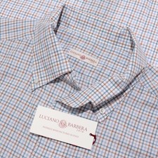 Luciano Barbera NWT Casual Button Down Shirt Size XXL Blue/White/Multi Cotton