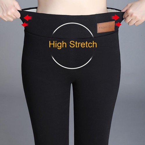 Fleece Lined Ladies Leggings Plush Thicken Slim Pants Soft Elastic Female Bottom - Picture 4 of 13