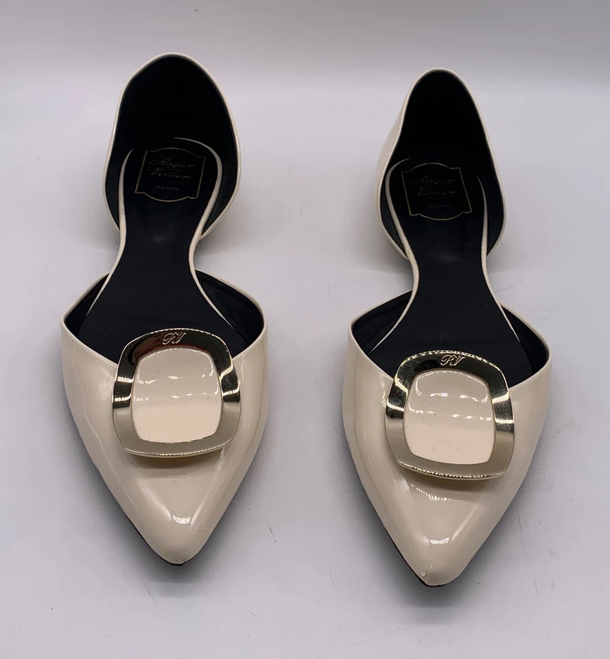 Roger Vivier Mujer Off-White Charol Dorsay Pisos Talla 42 EE. UU. 12 Foto 2 de 4