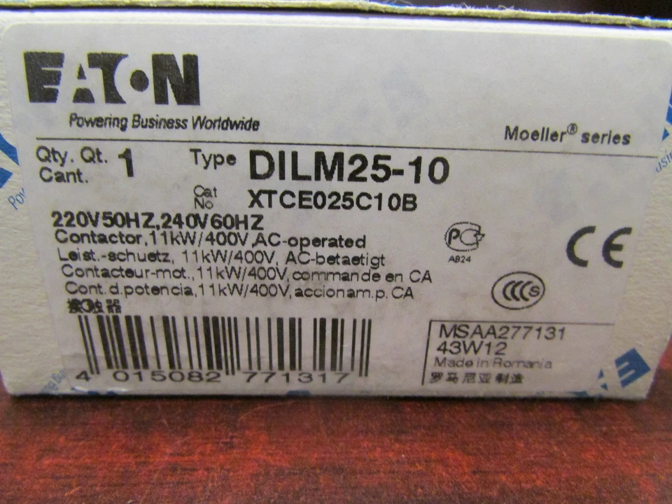 XTCE025C10B DILM25 10 Eaton Klockner Moeller Contactor 220 240 vac