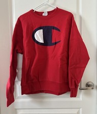Champion Vintage 90's Reverse Weave Front/Back Logo Red Sweatshirt Medium