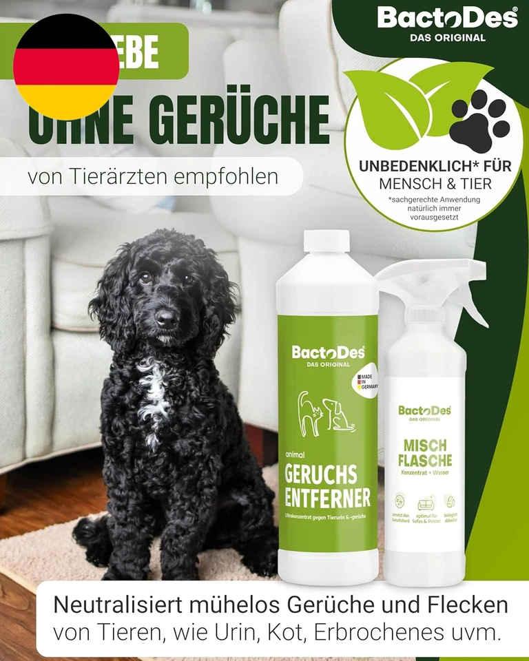 Bactodes - Animal Geruchsneutralisierer 3L Konzentrat Mit Spray-Mischflasche - S - Bild 2 von 4