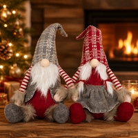 Weihnachtswichtel 30Cm(48Cm) Gnom 2 StüCk Sitzend Grau-Rot Dekofigur Weihnachten