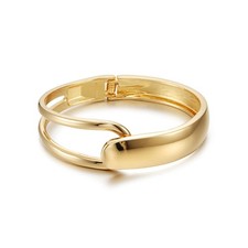 Chunky Gold Bracelet - Tear Drop Cuff Bracelet - Polished Twisted Hinged Bangl