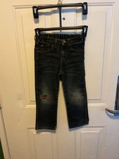 Wrangler Boys Straight Blue Dark Wash Denim Cotton Jeans Size 4