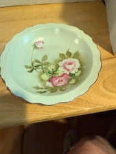 Vintage Lefton China Green Heritage Hand Painted Bowl 4578