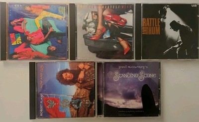 1980'-90' Rock 5 CD Lot The Rolling Stones, U2, The Cars, McCartney, All VG+  SA
