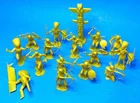 Vintage 1960s Marx Fort Apache Indian Play Set of 16 ~ Yellow ~ w/ Totem