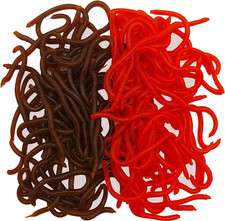 100 Pcs 3.3Inch Soft Worms Fishing Lure Baits, Earthworms Baits Lifelike Fake Bl