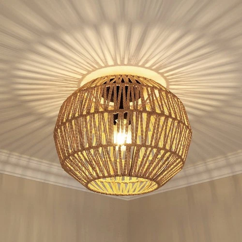 Golden Lighting Florence 14" Wide Woven Rope Modern Ceiling Light - Picture 1 of 6