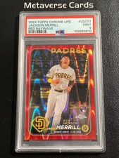 2024 Topps Chrome Update Jackson Merrill RC Red Raywave Refractor 5/5 PSA 9