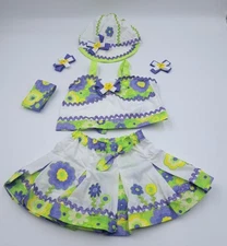 Custom Made Toddler Girl Pageant Costume Outfit Vintage Floral Green Purple 