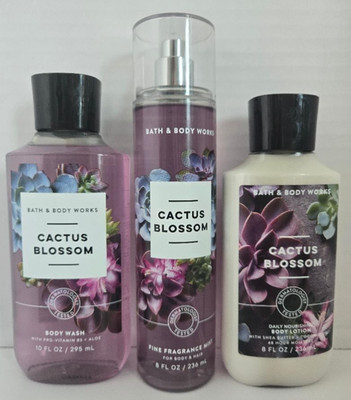 Bath & Body Works Cactus Blossom Fragrance Mist, Body Lotion & Body Wash-3 Pc.