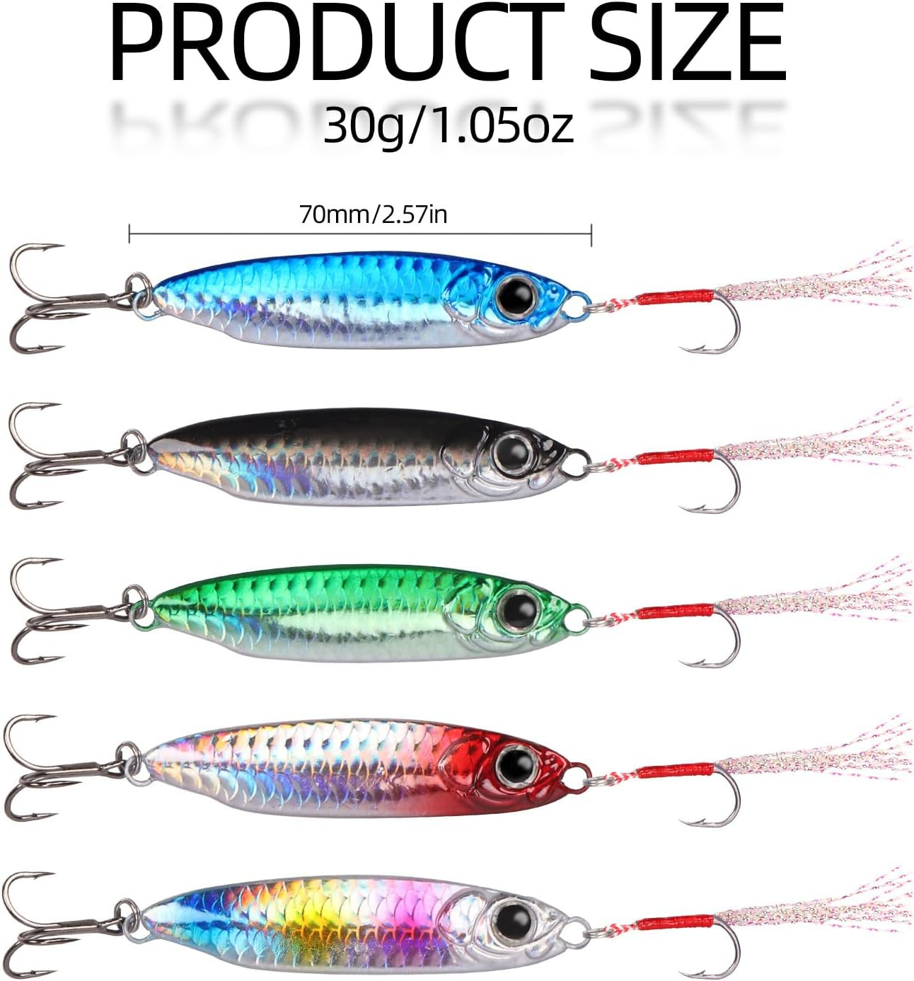 Saltwater Jigs Fishing Lures with Ultra-Sharp Hooks, Saltwater 5PCS-30g/1.06oz - Image 6