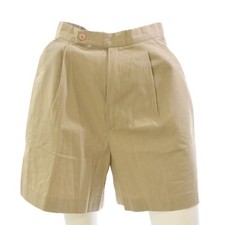 90s Vintage Picket  Post Khaki High Waist Pleated Cotton Shorts Womens S USA