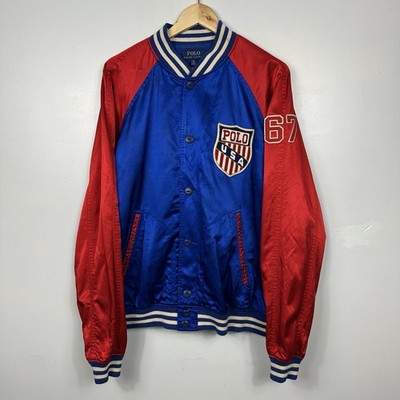 Polo Ralph Lauren USA Varsity Coach Jacke, Blau Rot, Lo Life, Größe Herren XL
