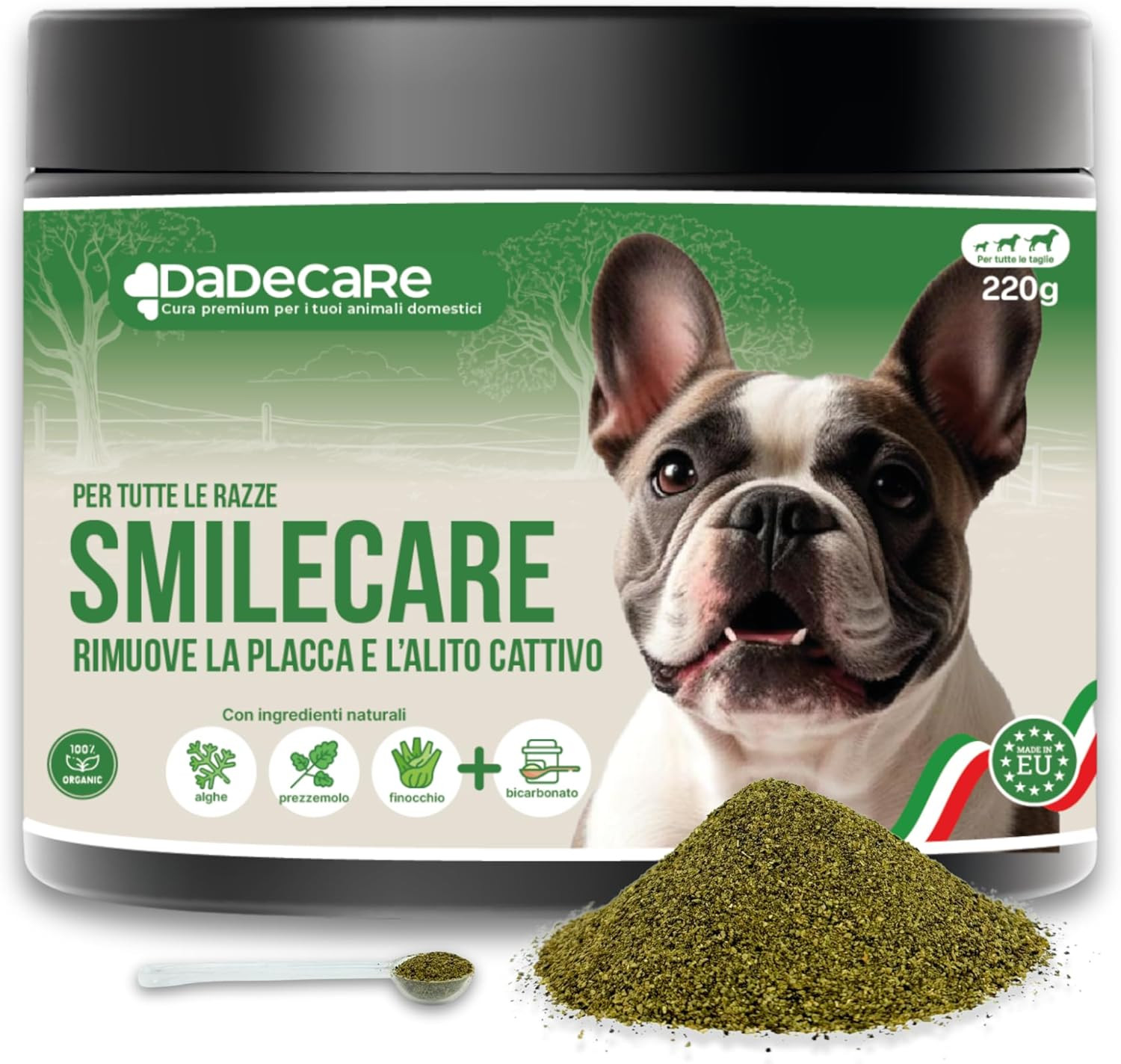 Smilecare 220g Polvere Anti-Tartaro e Alito Cattivo Cani Gatti