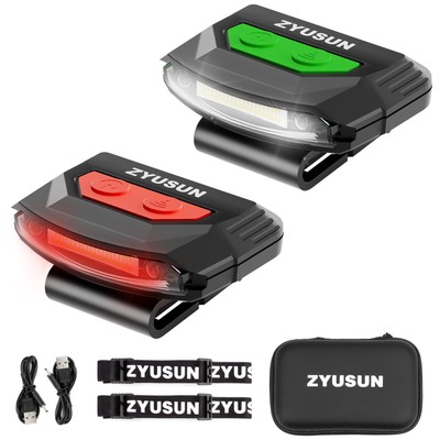 2-Pack Rechargeable Cap Light,Portable headlamps,Clip on Hat with Motion Sens...