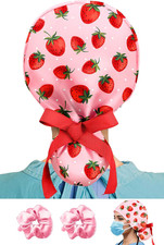 100 Cotton Scrub Cap with Buttons Sweatband - Adjustable Surgical Cap Work...