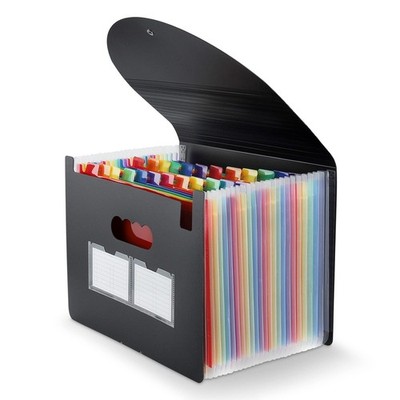 Document Organizer, 24 Pocket Accordion Folder A4 Letter, Black