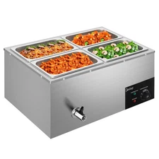 WeChef 4-Pan Food Warmer Soup Pool 110V 20L Buffet Bain Marie for Catering