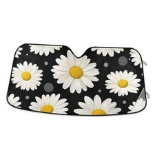 Sun Shade for Car Windshield Daisy Flower Floral Polka Dot Foldable Pattern 2