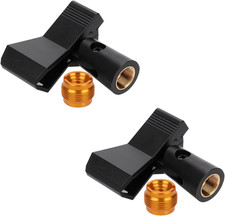 2Pcs Mic Clips for Stands, Microphone Clip Holders with 2Pcs 5/8" Male to 3/8"